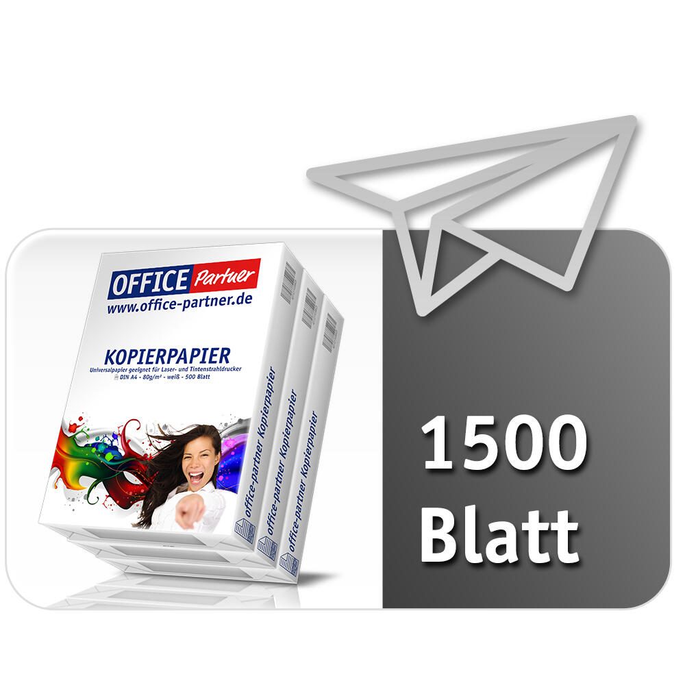 OFFICE Partner Premium Kopierpapier, weiß - DIN A4 80g/m² - 1.500 Blatt OFFICE Partner Premium Kopierpapier, weiß - DIN A4 80g/m² - 1.500 Blatt